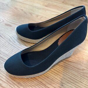 NEW J.Crew Canvas Espadrille Wedges - Black, Size 7